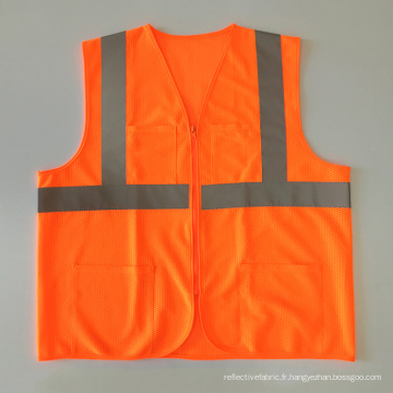 Fermeture à glissière avec fermeture à glissière ANSI 107 mesh fluorescent en orange fluorescente de haute qualité avec poches